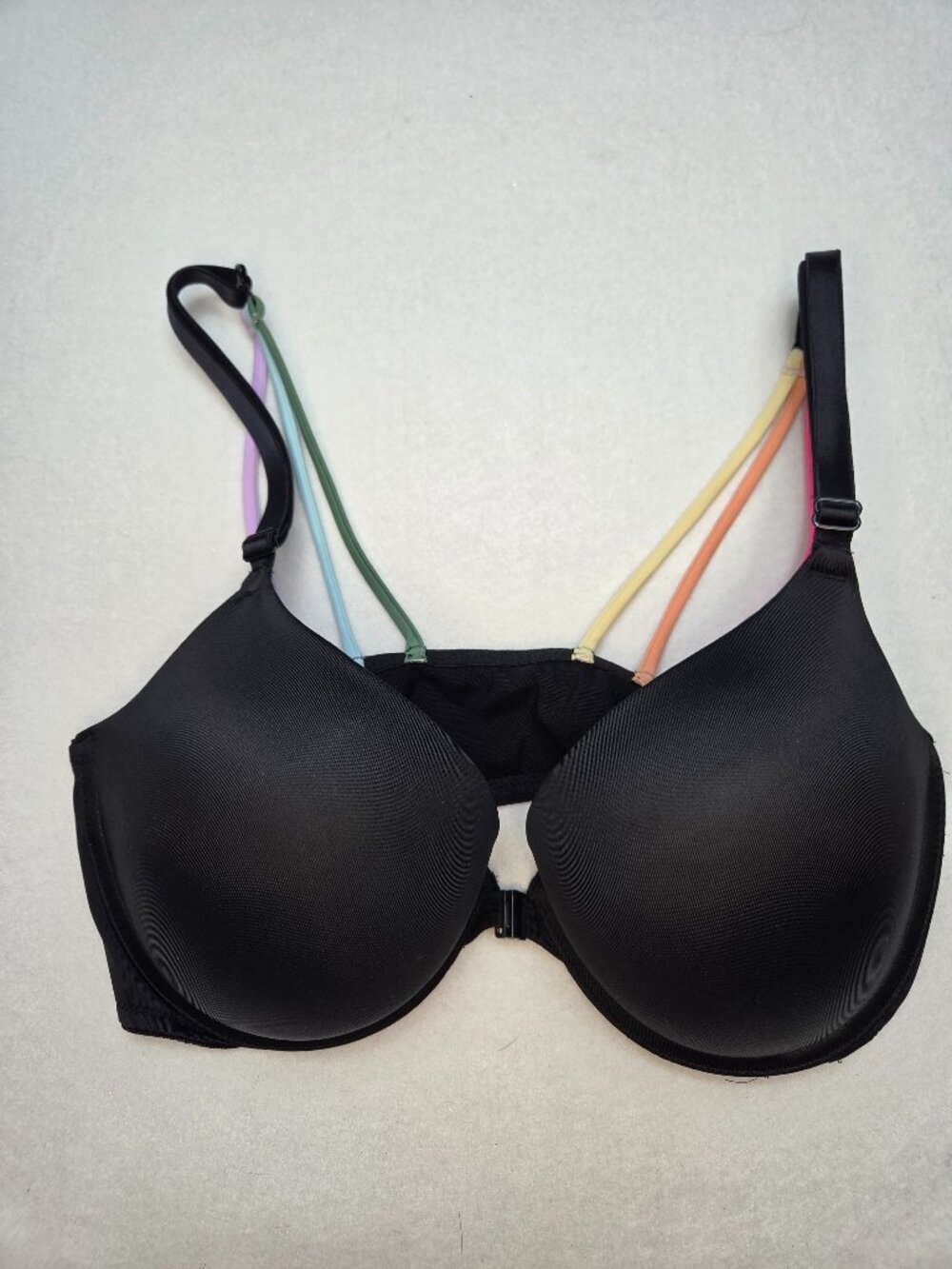 Victoria's Secret PINK Women's Wear Everywhere Black Push-Up Bra Rainbow 36D